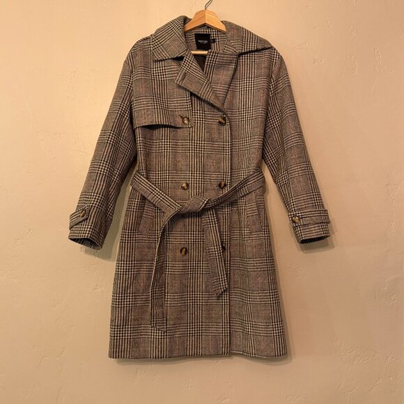 Nasty Gal Button Up Long Plaid Jacket Size 6 - Picture 1 of 6